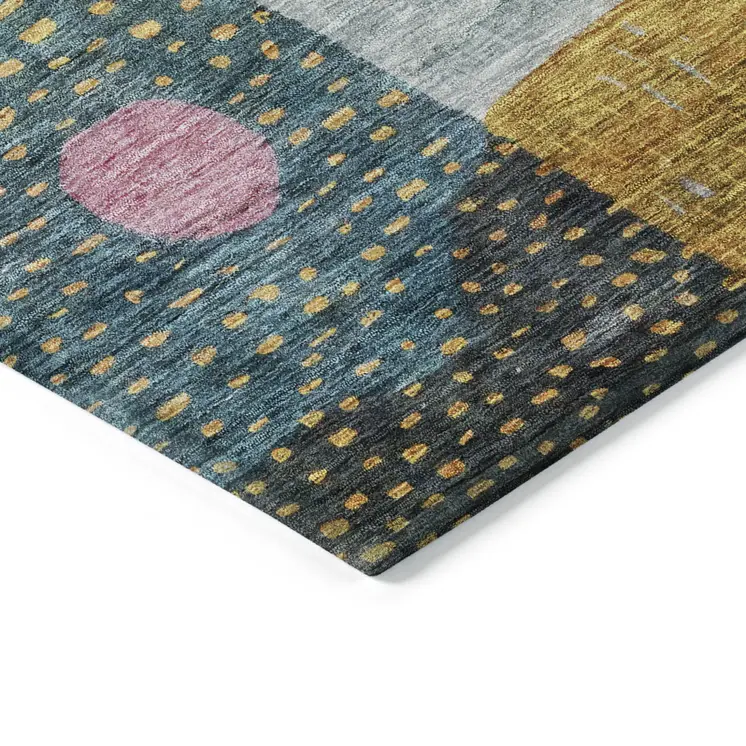 10' X 14' Green Purple And Blue Geometric Washable Indoor Outdoor Area Rug