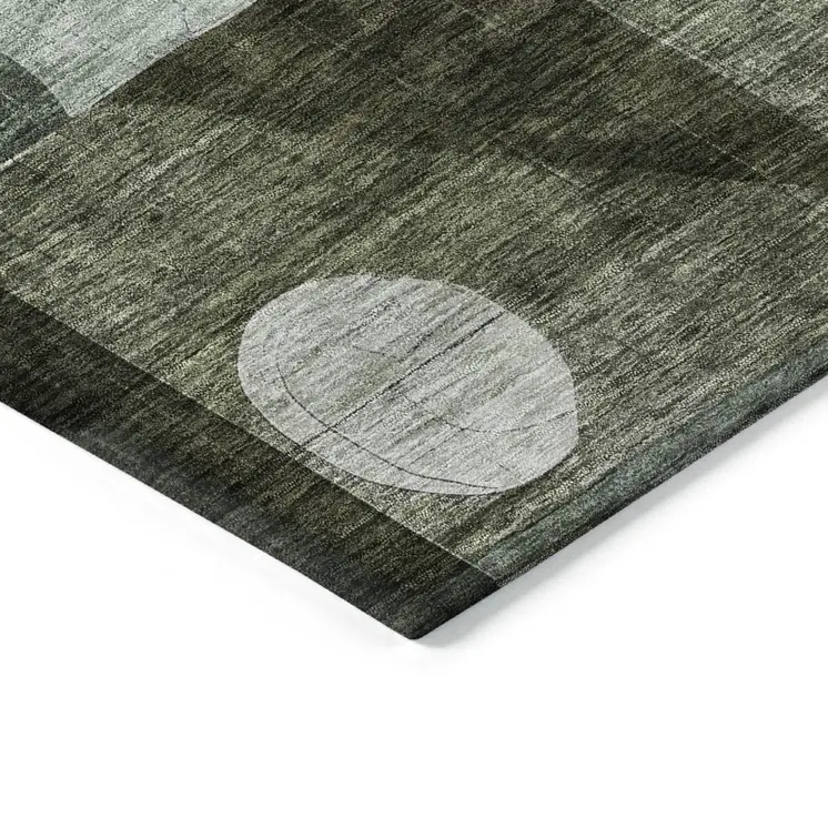 3' X 5' Olive Green Purple And Gray Geometric Washable Indoor Outdoor Area Rug