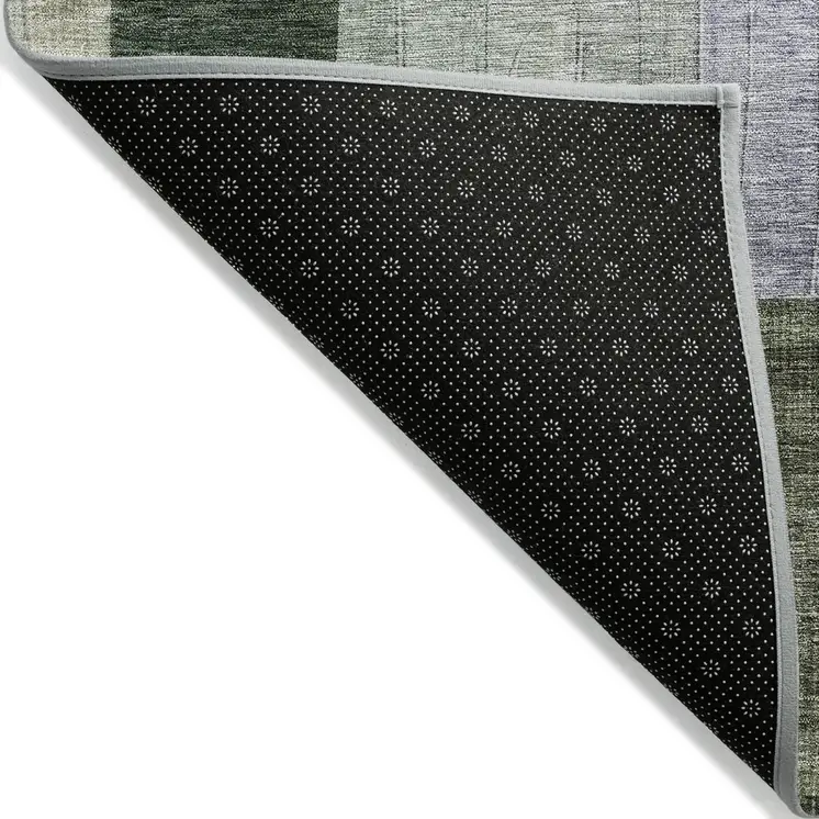 9' X 12' Olive Green Purple And Gray Geometric Washable Indoor Outdoor Area Rug