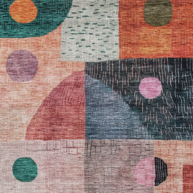 10' X 14' Orange Purple And Green Geometric Washable Indoor Outdoor Area Rug