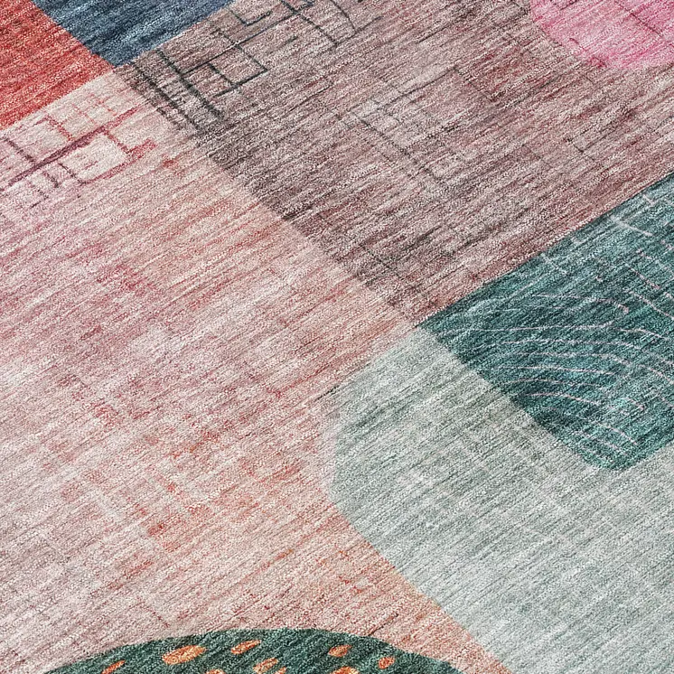 10' X 14' Orange Purple And Green Geometric Washable Indoor Outdoor Area Rug