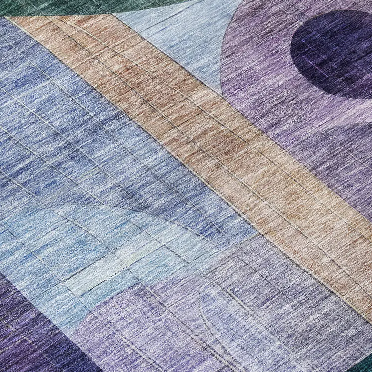 3' X 5' Blue Purple And Copper Abstract Washable Indoor Outdoor Area Rug