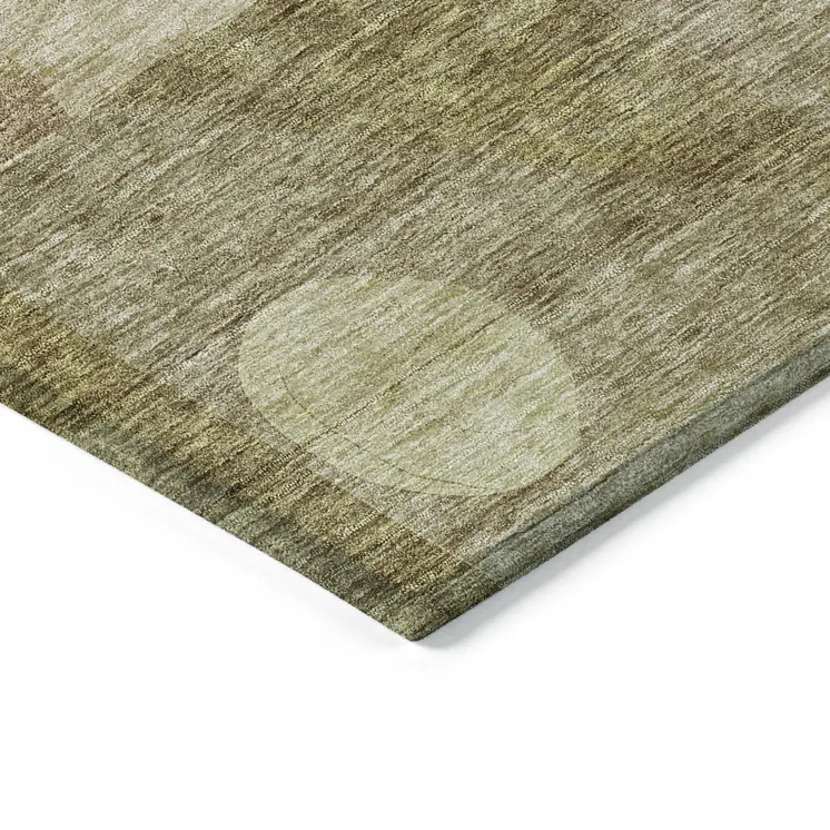 5' X 8' Wheat And Brown Abstract Washable Indoor Outdoor Area Rug