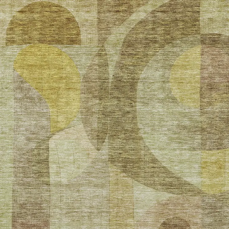 5' X 8' Wheat And Brown Abstract Washable Indoor Outdoor Area Rug