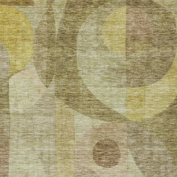 8' X 10' Wheat And Brown Abstract Washable Indoor Outdoor Area Rug