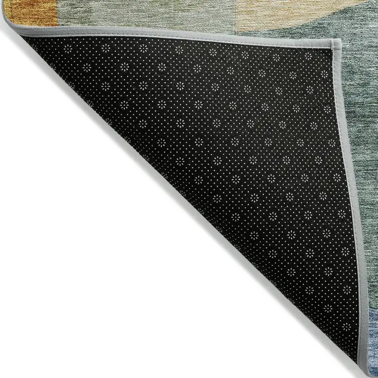 8' Green Purple And Pink Round Abstract Washable Indoor Outdoor Area Rug
