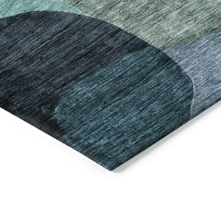 8' X 10' Green Purple And Pink Abstract Washable Indoor Outdoor Area Rug