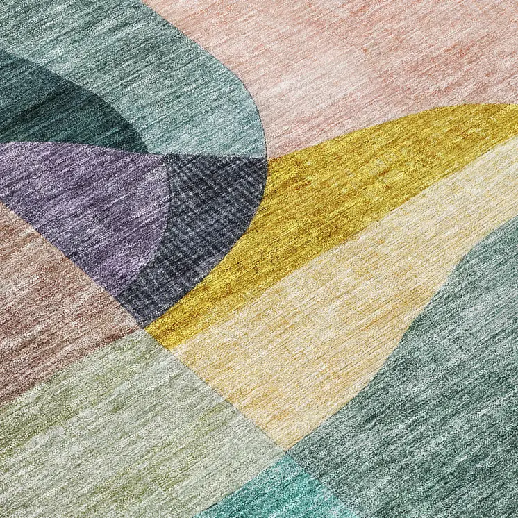 8' X 10' Green Purple And Pink Abstract Washable Indoor Outdoor Area Rug