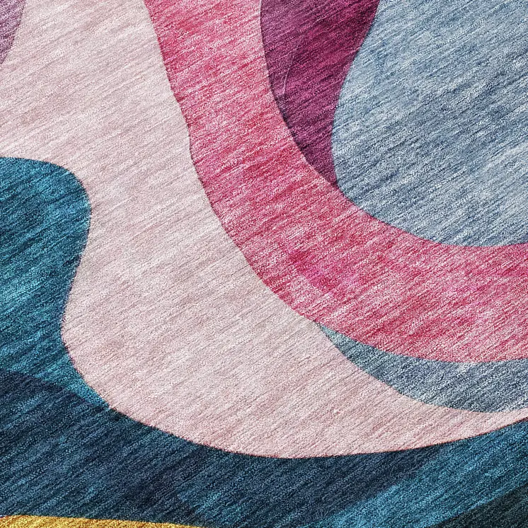 3' X 5' Green Pink And Gray Abstract Washable Indoor Outdoor Area Rug