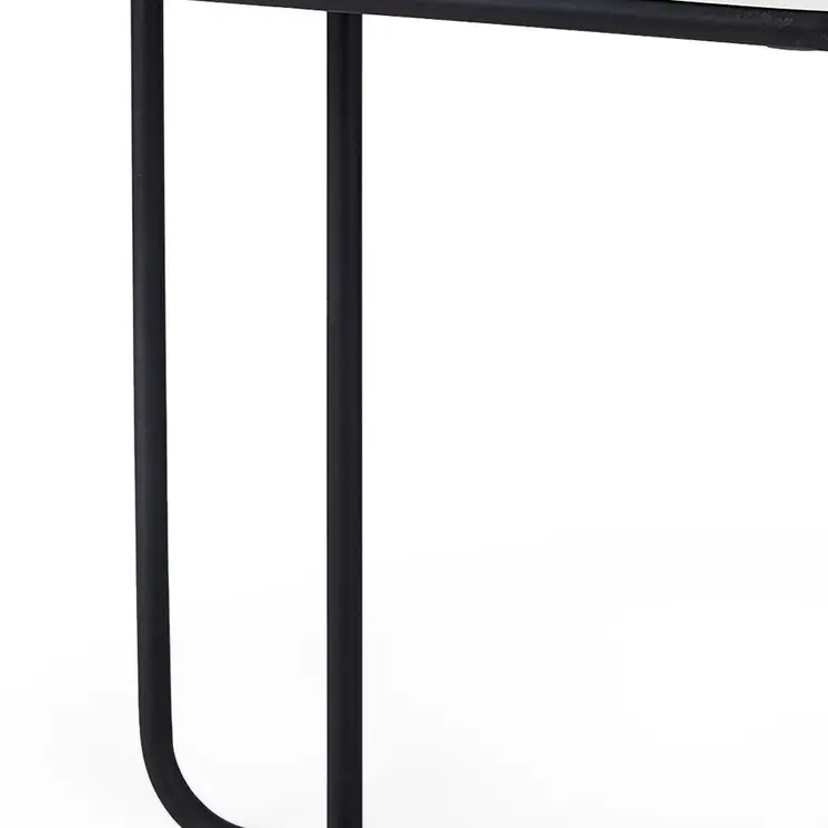 23" Black And White Marble and Metal C Table End Table