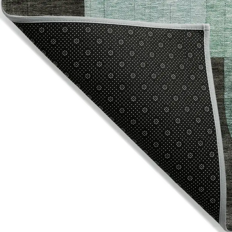 8' Brown Blue And Green Round Abstract Washable Indoor Outdoor Area Rug