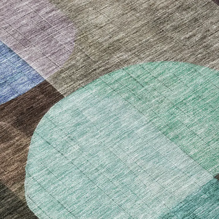 8' Brown Blue And Green Round Abstract Washable Indoor Outdoor Area Rug