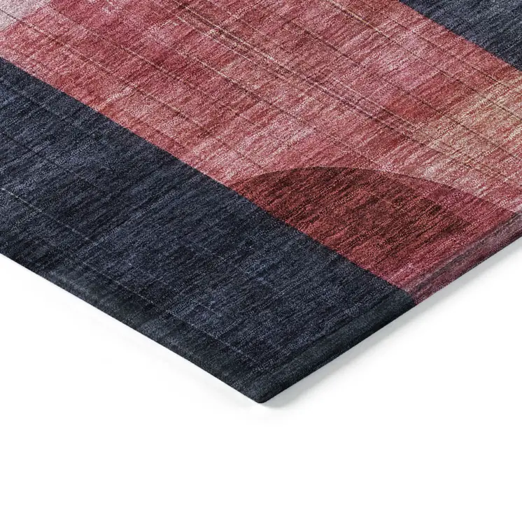 5' X 8' Green Copper And Pink Abstract Washable Indoor Outdoor Area Rug
