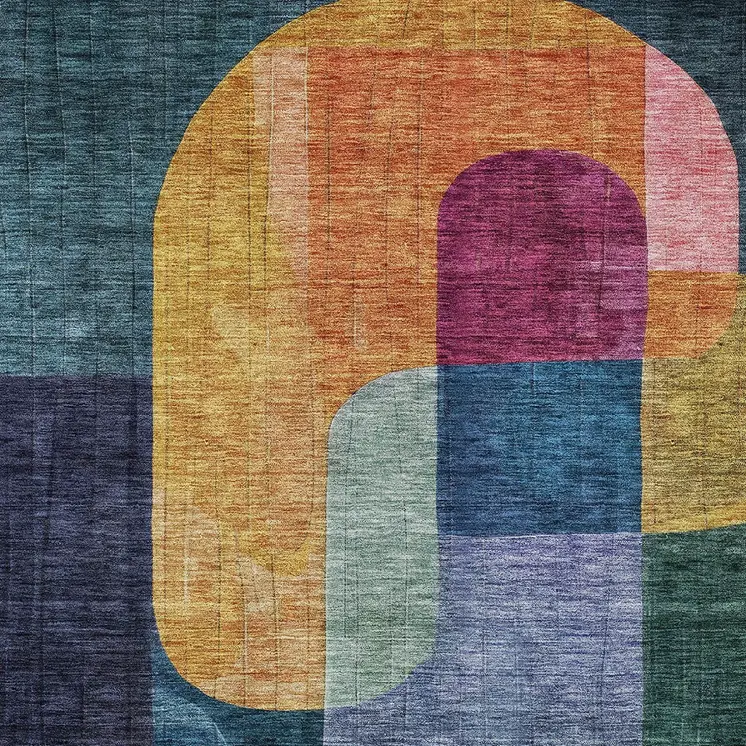10' X 14' Green Copper And Pink Abstract Washable Indoor Outdoor Area Rug