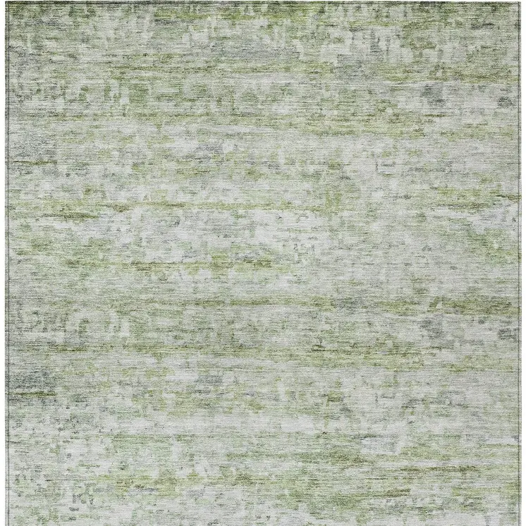 3' X 5' Artichoke Green And Ivory Striped Washable Indoor Outdoor Area Rug