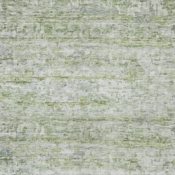 8' X 10' Artichoke Green And Ivory Striped Washable Indoor Outdoor Area Rug