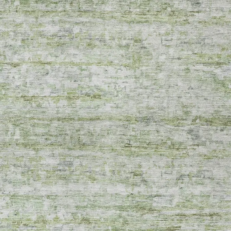 10' X 14' Artichoke Green And Ivory Striped Washable Indoor Outdoor Area Rug