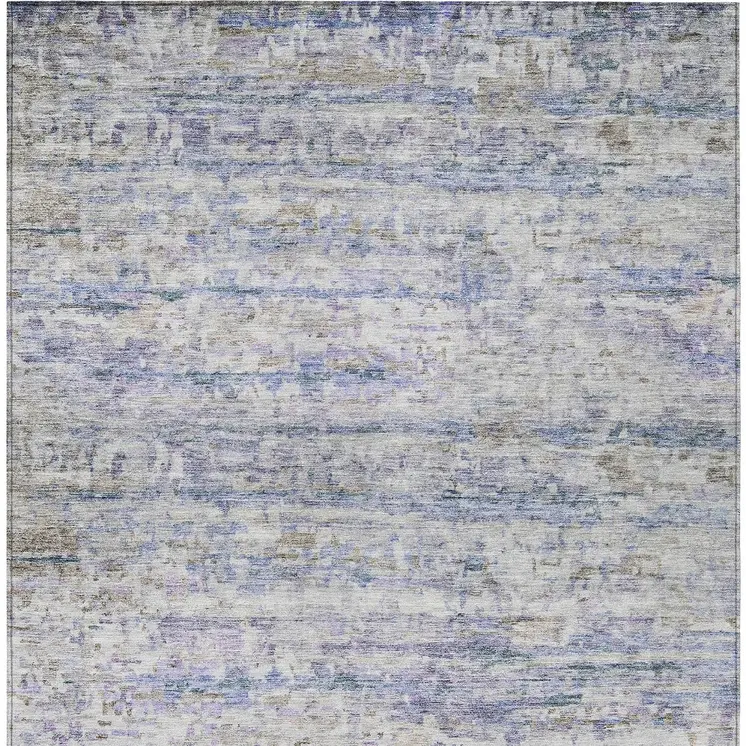 9' X 12' Blue Gray And Purple Striped Washable Indoor Outdoor Area Rug