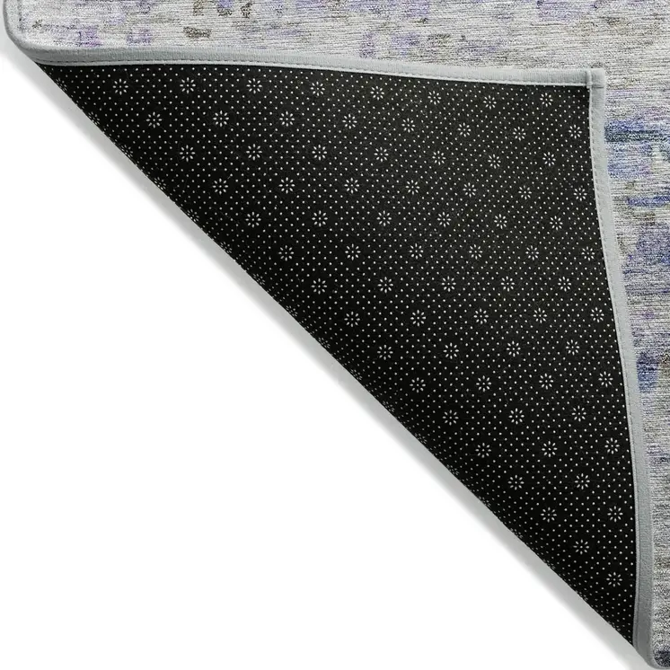 9' X 12' Blue Gray And Purple Striped Washable Indoor Outdoor Area Rug