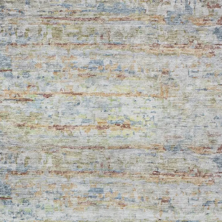 3' X 5' Copper Blue And Green Striped Washable Indoor Outdoor Area Rug