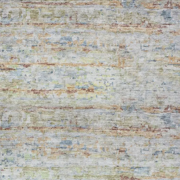 5' X 8' Copper Blue And Green Striped Washable Indoor Outdoor Area Rug