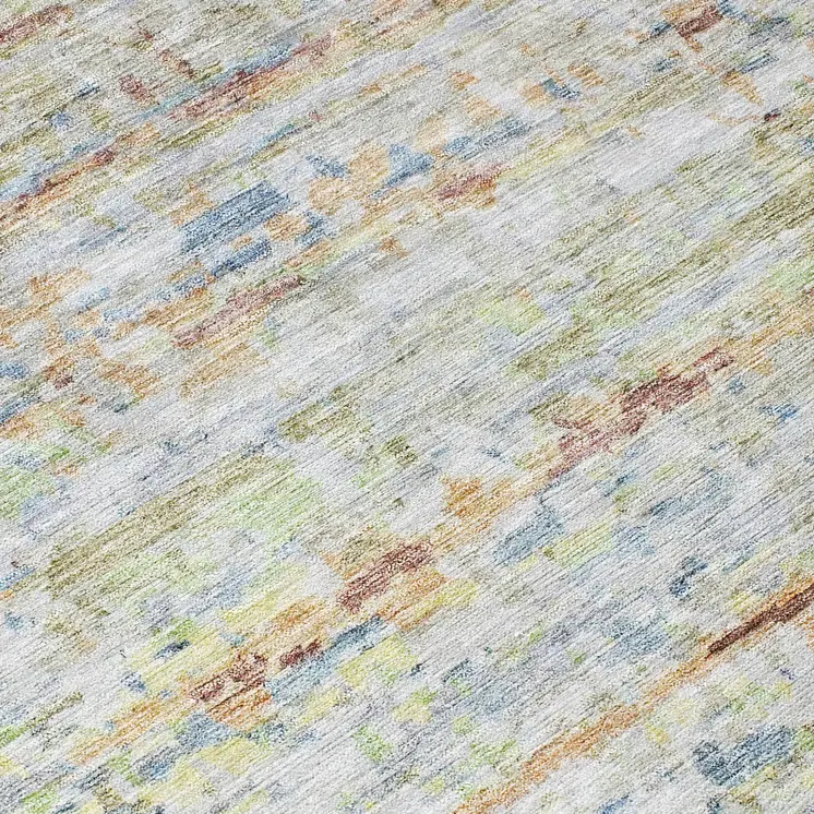 5' X 8' Copper Blue And Green Striped Washable Indoor Outdoor Area Rug