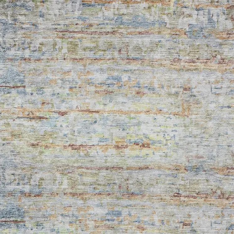 10' X 14' Copper Blue And Green Striped Washable Indoor Outdoor Area Rug