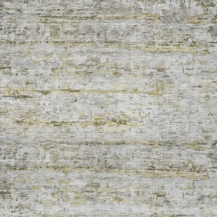 5' X 8' Taupe Ivory And Green Striped Washable Indoor Outdoor Area Rug