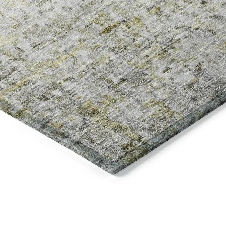 8' X 10' Taupe Ivory And Green Striped Washable Indoor Outdoor Area Rug