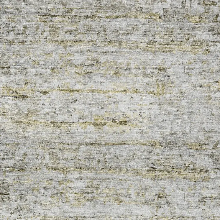 9' X 12' Taupe Ivory And Green Striped Washable Indoor Outdoor Area Rug