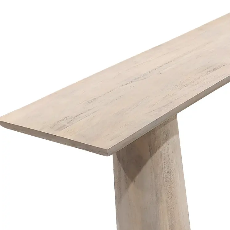 72" Natural Solid Wood Distressed Double Pedestal Console Table