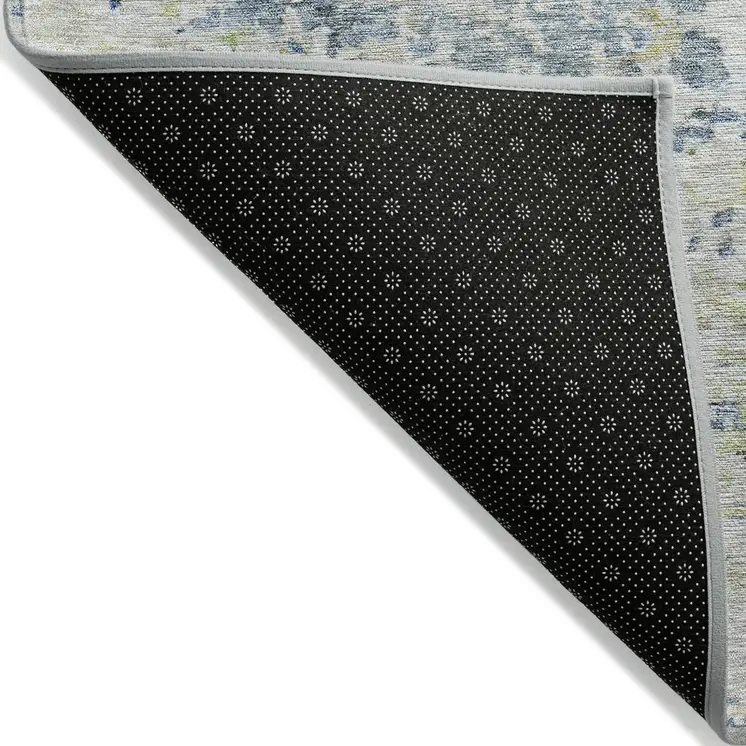 3' X 5' Blue Gray And Green Abstract Washable Indoor Outdoor Area Rug