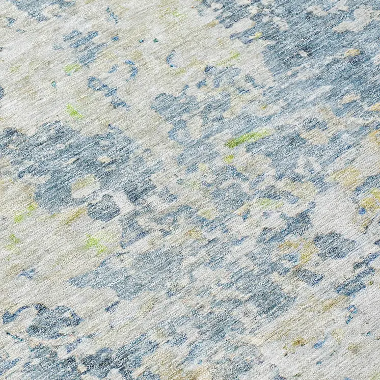 3' X 5' Blue Gray And Green Abstract Washable Indoor Outdoor Area Rug