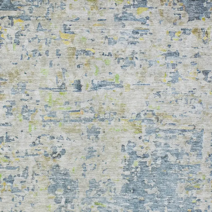8' X 10' Blue Gray And Green Abstract Washable Indoor Outdoor Area Rug