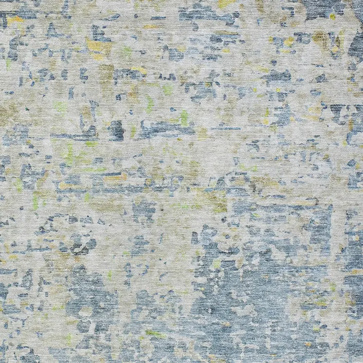 9' X 12' Blue Gray And Green Abstract Washable Indoor Outdoor Area Rug