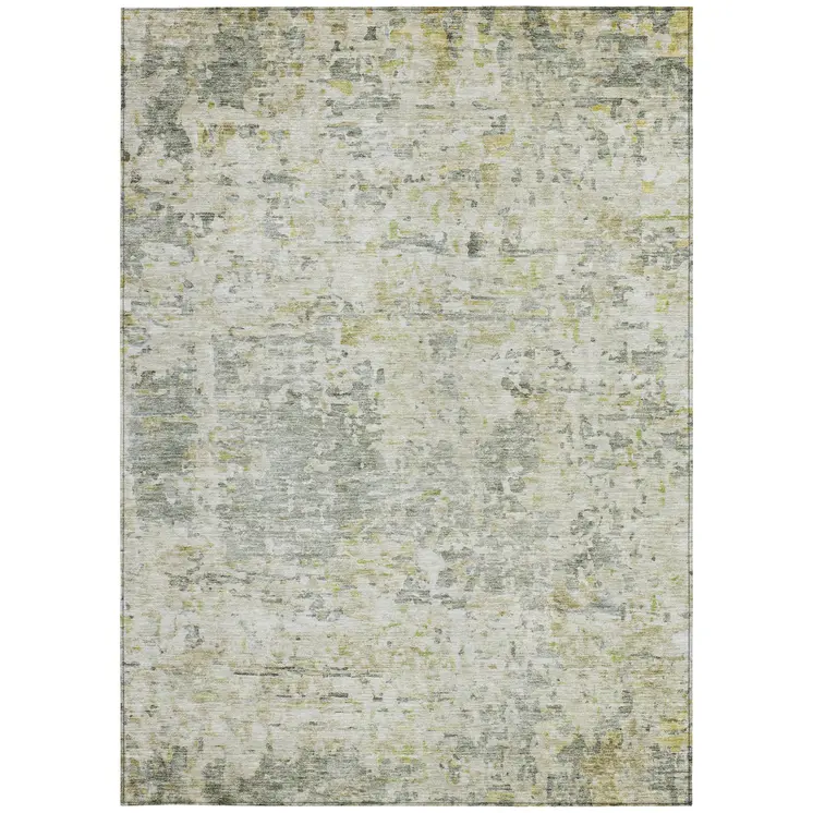3' X 5' Sage Charcoal And Ivory Abstract Washable Indoor Outdoor Area Rug