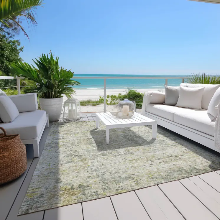 3' X 5' Sage Charcoal And Ivory Abstract Washable Indoor Outdoor Area Rug