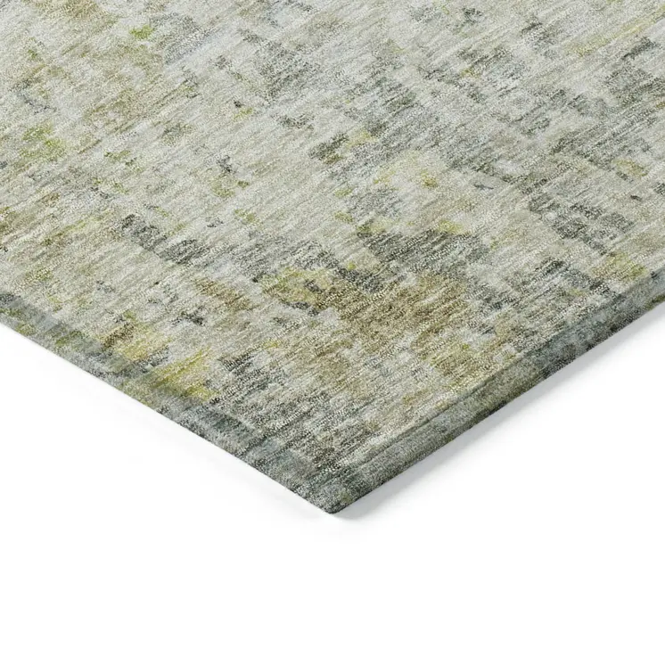 8' Sage Charcoal And Ivory Round Abstract Washable Indoor Outdoor Area Rug
