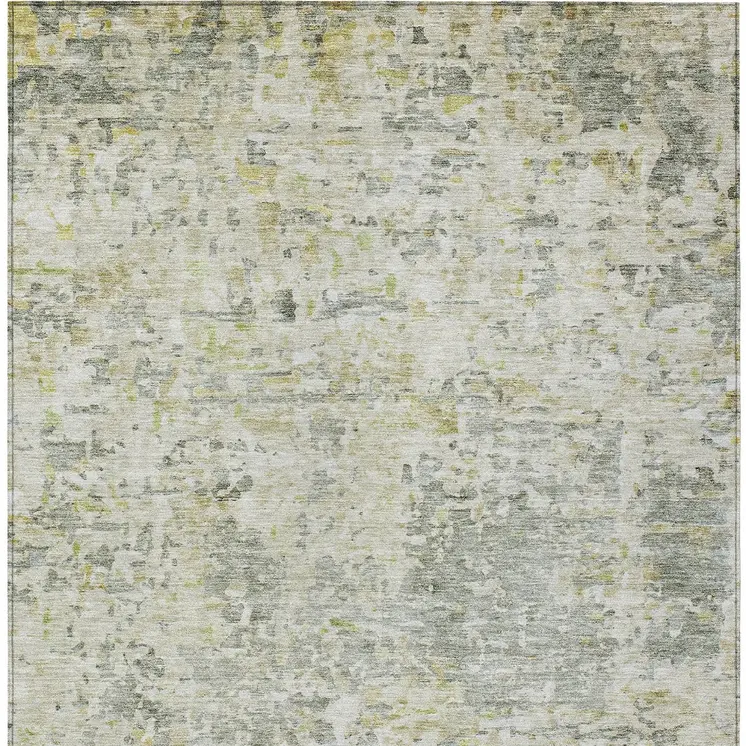 10' X 14' Sage Charcoal And Ivory Abstract Washable Indoor Outdoor Area Rug