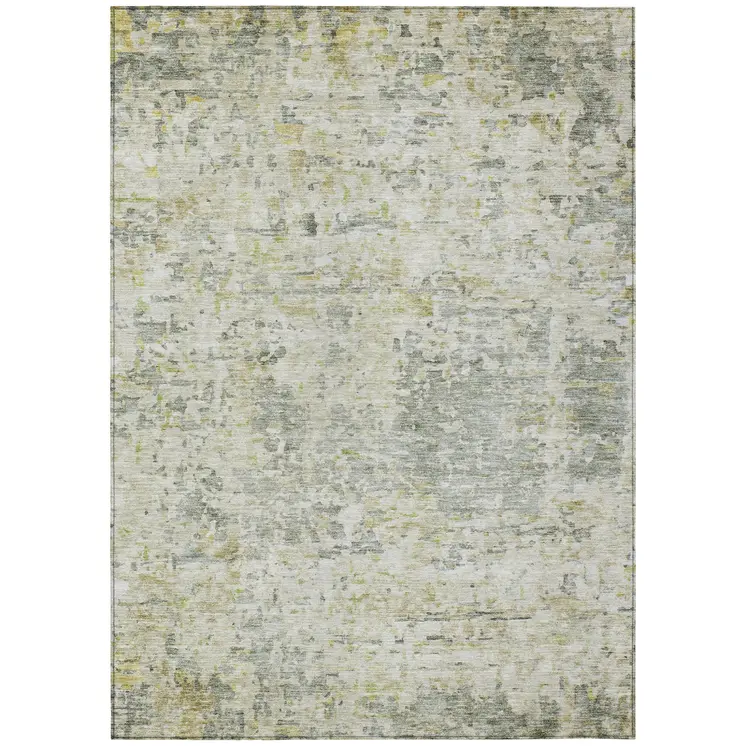 10' X 14' Sage Charcoal And Ivory Abstract Washable Indoor Outdoor Area Rug