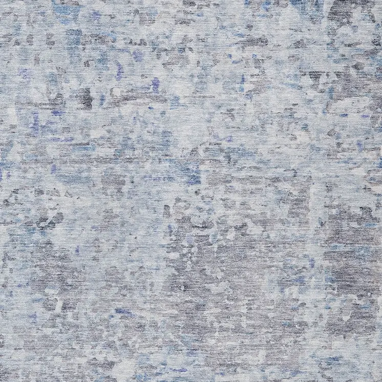 5' X 8' Sky Blue Charcoal And Ivory Abstract Washable Indoor Outdoor Area Rug