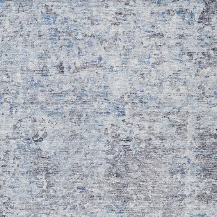 8' X 10' Sky Blue Charcoal And Ivory Abstract Washable Indoor Outdoor Area Rug