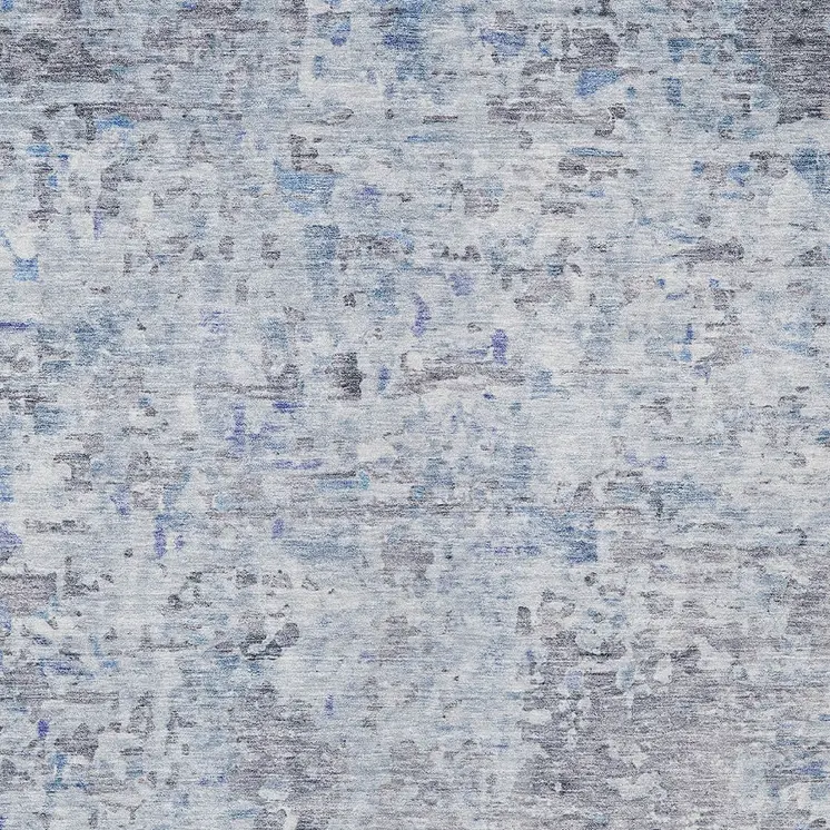 10' X 14' Sky Blue Charcoal And Ivory Abstract Washable Indoor Outdoor Area Rug