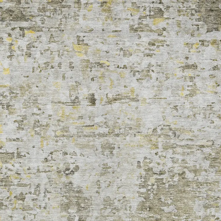 3' X 5' Taupe Light Yellow And Ivory Abstract Washable Indoor Outdoor Area Rug