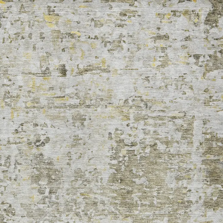 8' X 10' Taupe Light Yellow And Ivory Abstract Washable Indoor Outdoor Area Rug