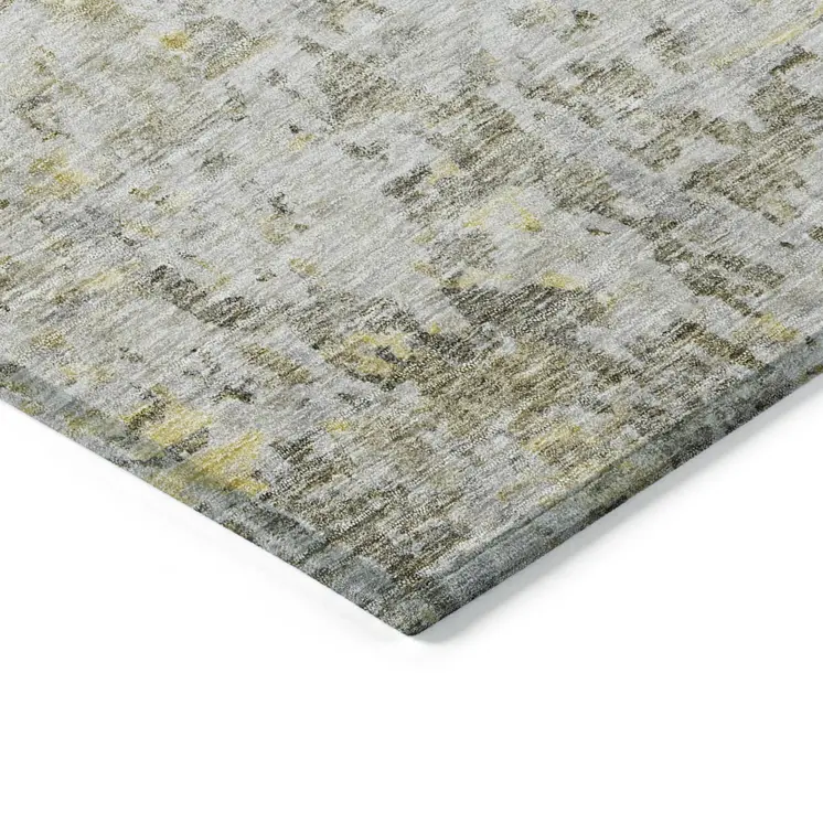 9' X 12' Taupe Light Yellow And Ivory Abstract Washable Indoor Outdoor Area Rug
