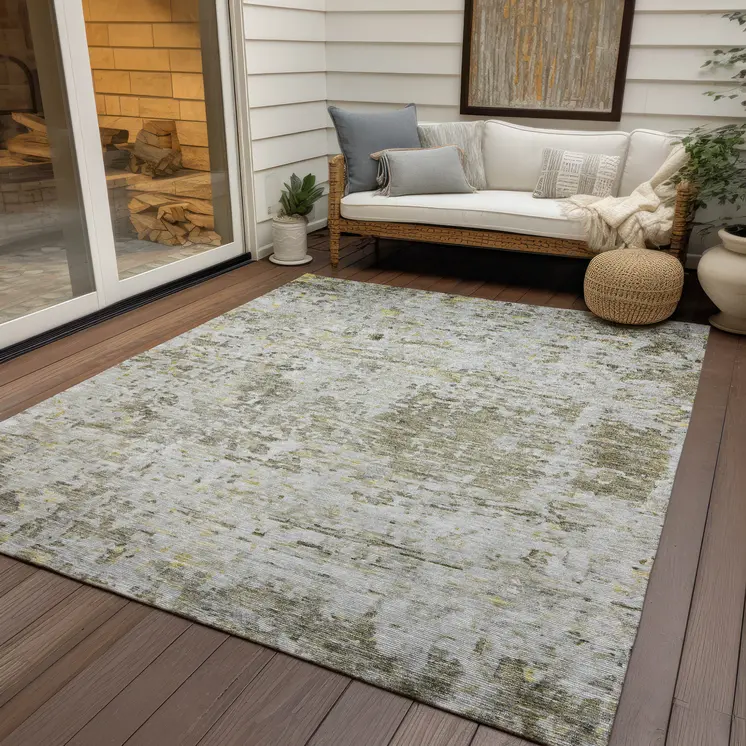 10' X 14' Taupe Light Yellow And Ivory Abstract Washable Indoor Outdoor Area Rug