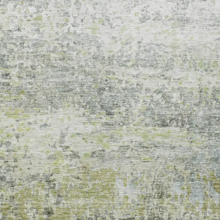 3' X 5' Artichoke Green Gray And Ivory Abstract Washable Indoor Outdoor Area Rug