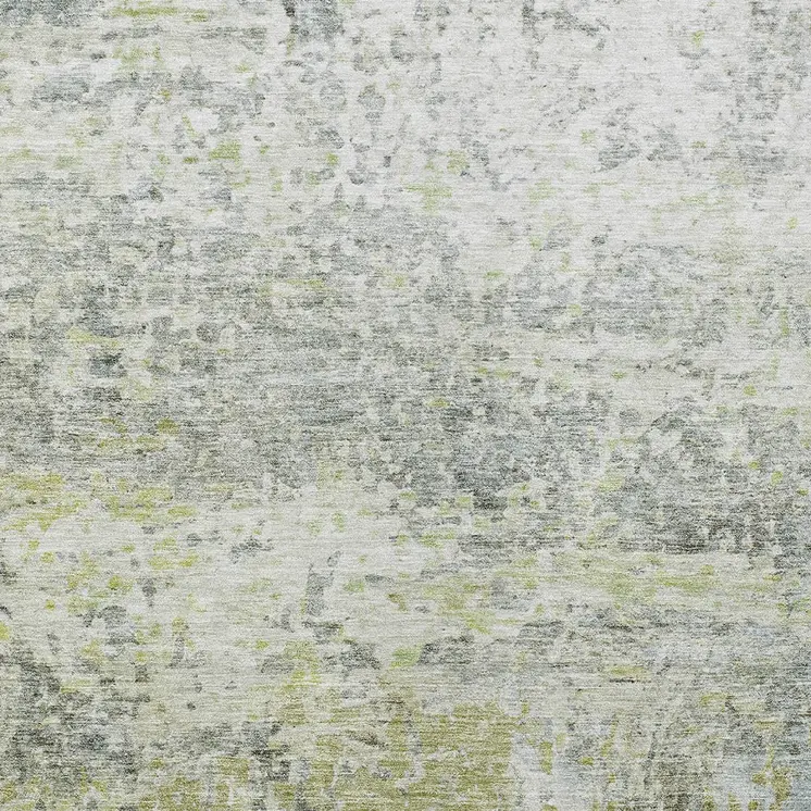 8' X 10' Artichoke Green Gray And Ivory Abstract Washable Indoor Outdoor Area Rug
