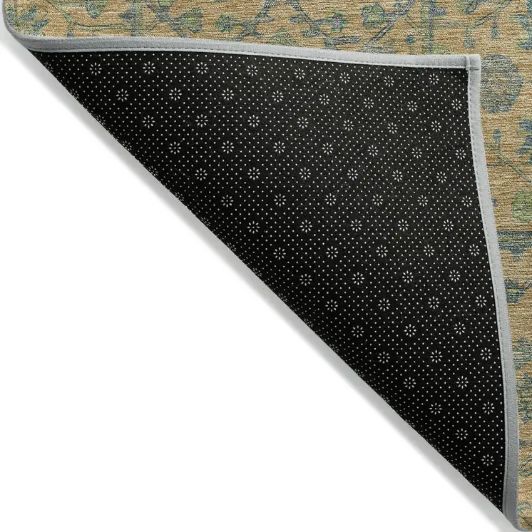 8' X 10' Orange Blue And Green Floral Washable Indoor Outdoor Area Rug